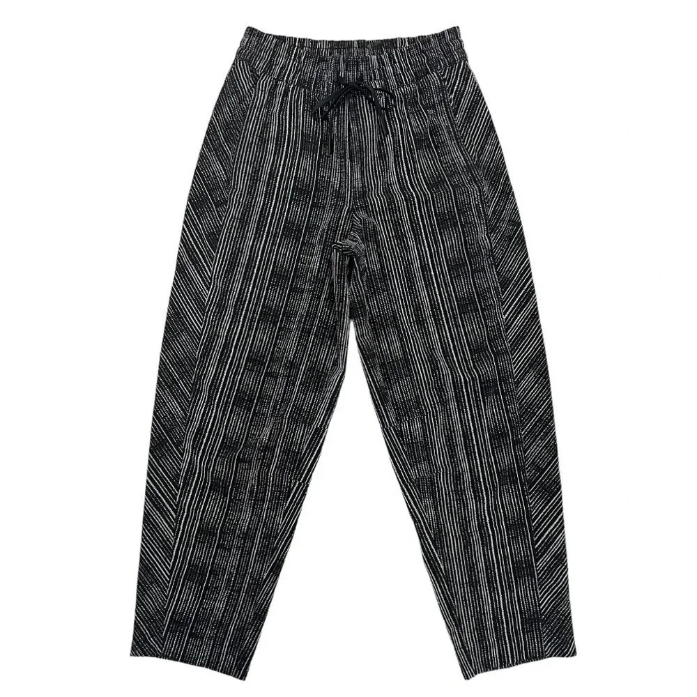 Athleta Arrival Pant Amara Stripe Black Ankle High Rise Joggers Casual Size 0
